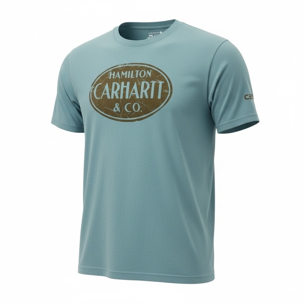 Carhartt Aqua Blue Short Sleeve Tee Cotton Blend Mens Size 2XL Archive Edition